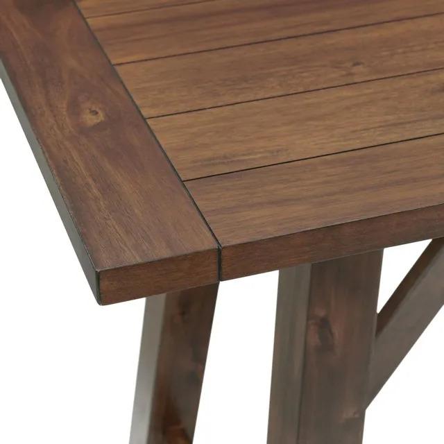 Brown Wood Counter Table with Wood Stools and Bench Backless